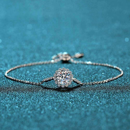 Luxurious Moissanite-Studded Sterling Silver Chain Bracelet with Gem Certification and Warranty - Très Elite