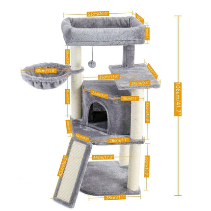 Luxurious Multi-Level Cat Tower: Stylish Oasis with Plush Beds and Sturdy Scratch Posts. luxurious-multi-level-cat-tower-stylish-oasis-with-plush-beds-and-sturdy-scratch-posts Pet Supplies›Cats & Dogs›Beds & Furniture›Houses & Condos