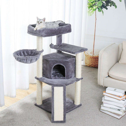 Luxurious Multi-Level Cat Tower: Stylish Oasis with Plush Beds and Sturdy Scratch Posts - Très Elite