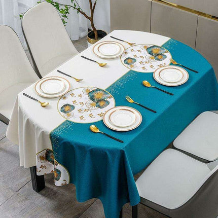 Luxurious Oval PVC Table Protector with Botanical Design: Elevate Your Dining Experience - Très Elite