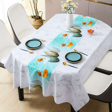 Luxurious Oval PVC Table Protector with Botanical Design: Elevate Your Dining Experience - Très Elite