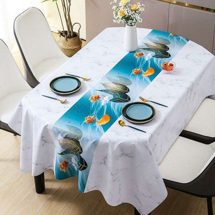 Luxurious Oval PVC Table Protector with Botanical Design: Elevate Your Dining Experience - Très Elite