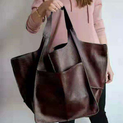 Luxurious Oversized Soft Leather Tote Bag for Effortless Elegance - Très Elite