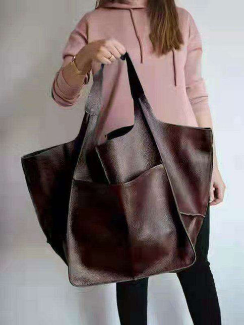 Luxurious Oversized Soft Leather Tote Bag for Effortless Elegance - Très Elite