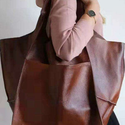 Luxurious Oversized Soft Leather Tote Bag for Effortless Elegance - Très Elite