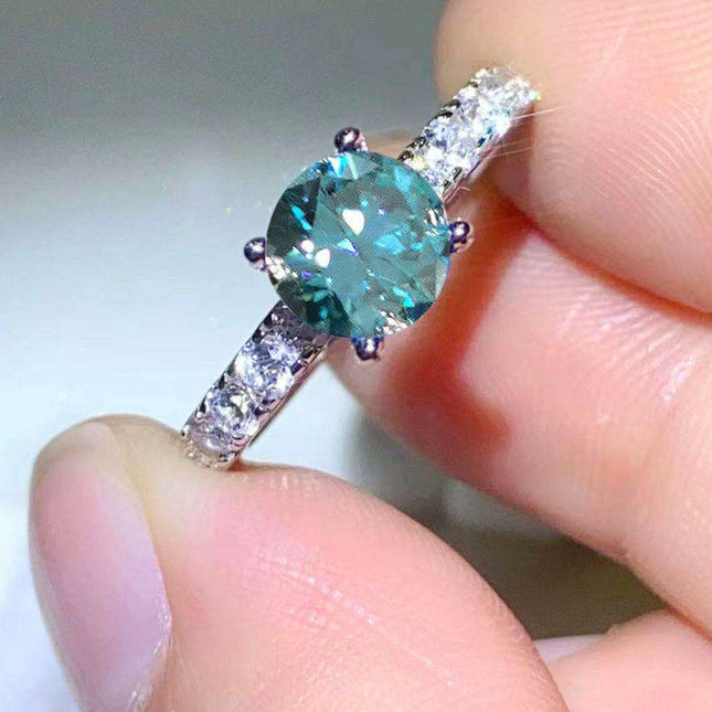 Luxurious Platinum Moissanite Ring with Zircon Sparkle