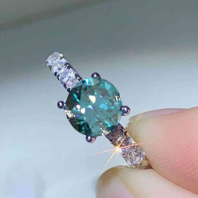 Luxurious Platinum Moissanite Ring with Zircon Sparkle