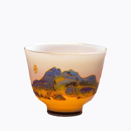 Luxurious Suet Jade Ceramic Teacup Set for a Refined Tea Experience