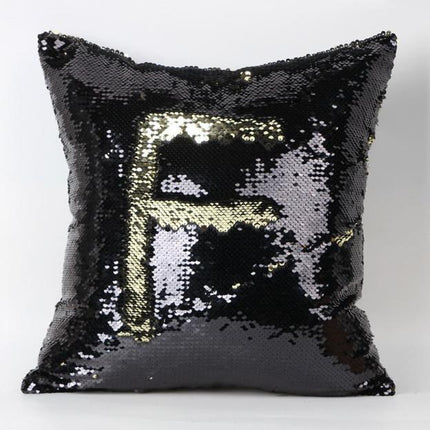 Luxurious Two-Tone Sequin Throw Pillow Cover for Chic Interior Styling - Très Elite
