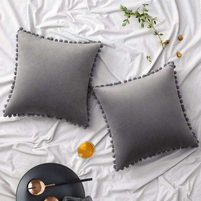 Luxurious Velvet Pillowcases with Whimsical Pom Pom Details - Ultimate Comfort and Charm