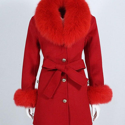 Luxurious Wool-Cashmere Coat with Fox Fur Accents- Très Elite- Très Elite