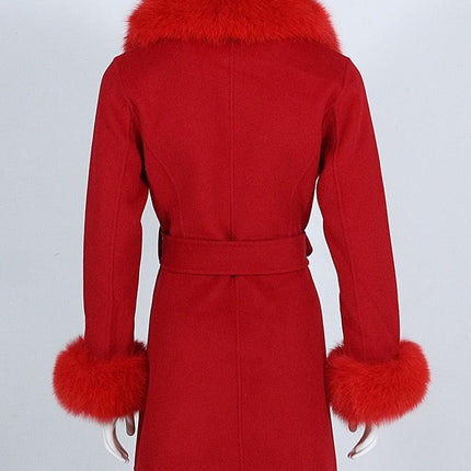 Luxurious Wool-Cashmere Coat with Fox Fur Accents- Très Elite- Très Elite