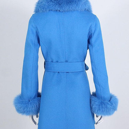 Luxurious Wool-Cashmere Coat with Fox Fur Accents- Très Elite- Très Elite