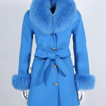 Luxurious Wool-Cashmere Coat with Fox Fur Accents- Très Elite- Très Elite