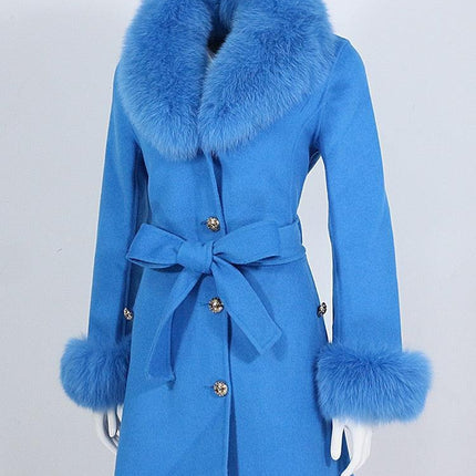 Luxurious Wool-Cashmere Coat with Fox Fur Accents- Très Elite- Très Elite