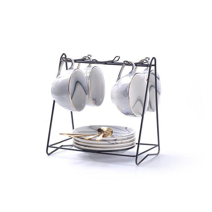Luxury Gold-Trimmed Marble Tea Set for Exquisite Gatherings - Très Elite