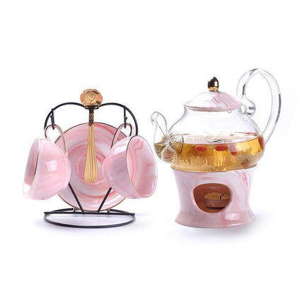 Luxury Gold-Trimmed Marble Tea Set for Exquisite Gatherings - Très Elite