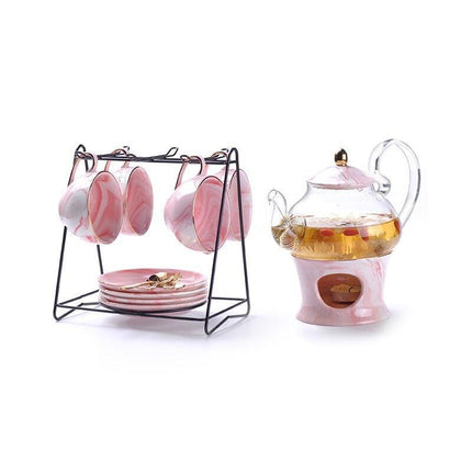 Luxury Gold-Trimmed Marble Tea Set for Exquisite Gatherings - Très Elite