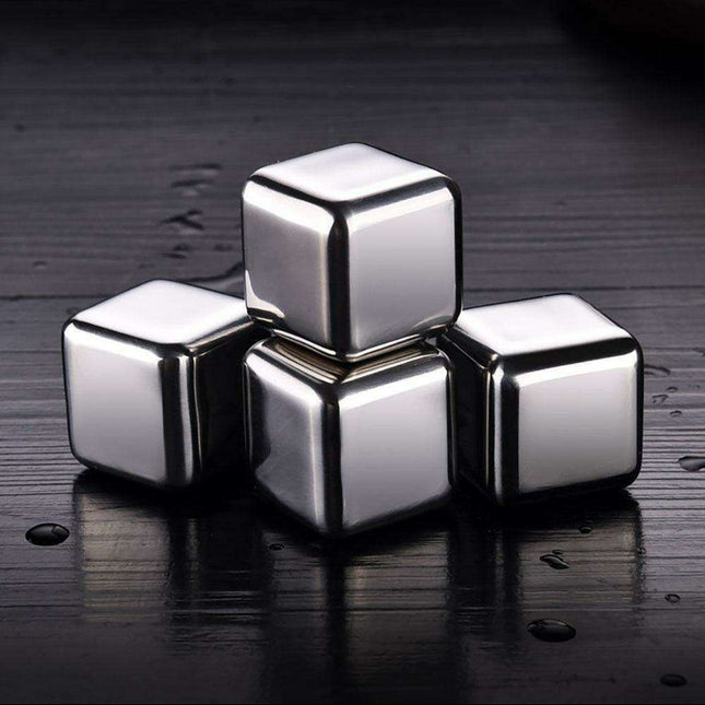 Luxury Golden Dice-Shaped Stainless Steel Chilling Stones for Beverages and Whiskey