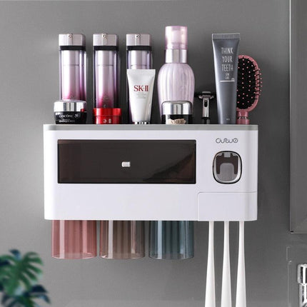 Magnetic Toothbrush and Toothpaste Storage System - Elegant Dustproof Organizer for Modern Bathrooms - Très Elite