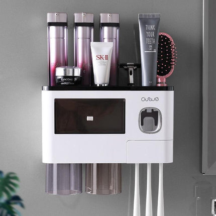 Magnetic Toothbrush and Toothpaste Storage System - Elegant Dustproof Organizer for Modern Bathrooms - Très Elite