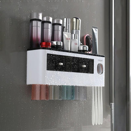 Magnetic Toothbrush and Toothpaste Storage System - Elegant Dustproof Organizer for Modern Bathrooms - Très Elite