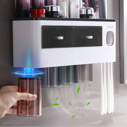 Magnetic Toothbrush and Toothpaste Storage System - Elegant Dustproof Organizer for Modern Bathrooms - Très Elite