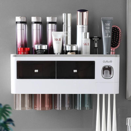 Magnetic Toothbrush and Toothpaste Storage System - Elegant Dustproof Organizer for Modern Bathrooms - Très Elite