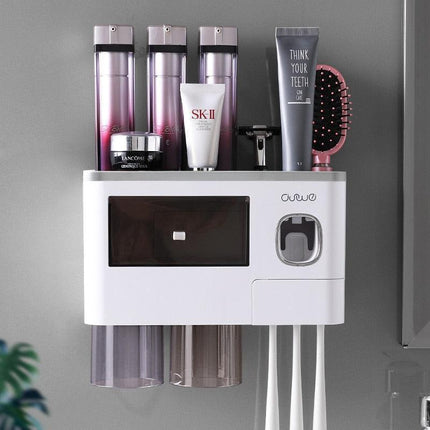 Magnetic Toothbrush and Toothpaste Storage System - Elegant Dustproof Organizer for Modern Bathrooms - Très Elite