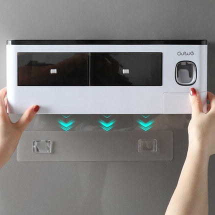 Magnetic Toothbrush and Toothpaste Storage System - Elegant Dustproof Organizer for Modern Bathrooms - Très Elite