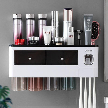 Magnetic Toothbrush and Toothpaste Storage System - Elegant Dustproof Organizer for Modern Bathrooms - Très Elite