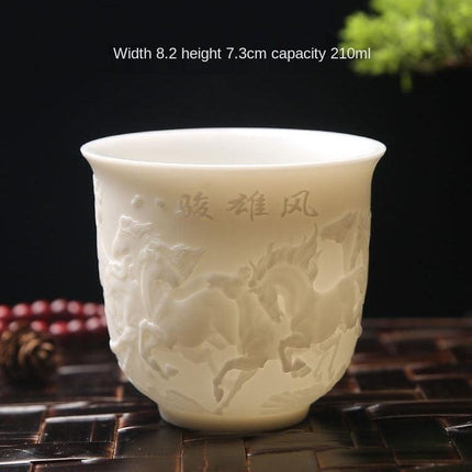 Majestic Heart Sutra Jade Tea Bowl: A Mutton Fat Masterpiece for Refined Tea Ceremonies