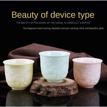 Majestic Heart Sutra Jade Tea Bowl: A Mutton Fat Masterpiece for Refined Tea Ceremonies