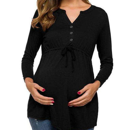 Maternity Knit Cardigan Tee with Drawstring - Essential Style for Moms-to-Be