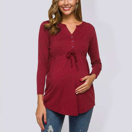 Maternity Knit Cardigan Tee with Drawstring - Essential Style for Moms-to-Be