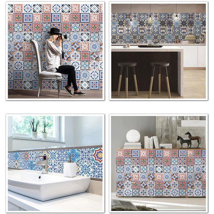 Mediterranean Floral Waterproof Wall Art Decals for Kitchen and Bathroom..