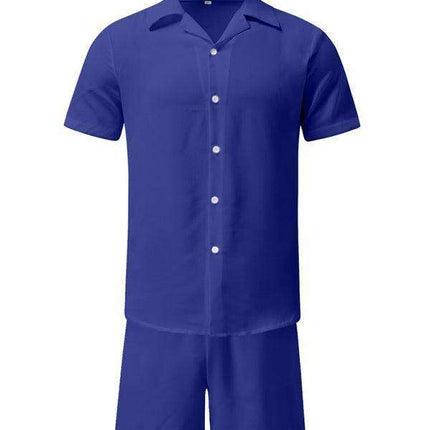 Men's Casual Summer Cotton Linen Suit Set with Lapel | Stylish Short Sleeve Shorts Outfit for Warm Weather Comfort - Très Elite