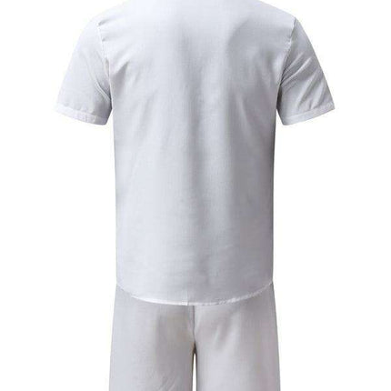 Men's Casual Summer Cotton Linen Suit Set with Lapel | Stylish Short Sleeve Shorts Outfit for Warm Weather Comfort - Très Elite