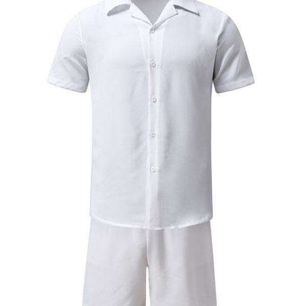 Men's Casual Summer Cotton Linen Suit Set with Lapel | Stylish Short Sleeve Shorts Outfit for Warm Weather Comfort - Très Elite