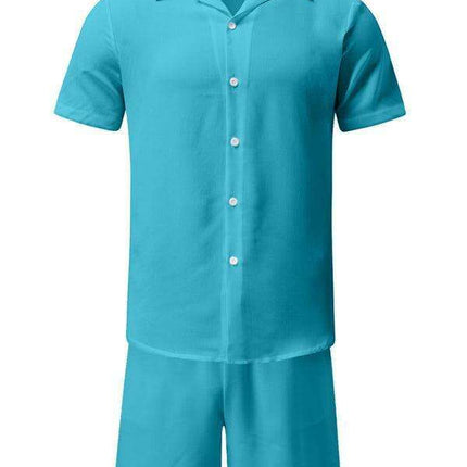 Men's Casual Summer Cotton Linen Suit Set with Lapel | Stylish Short Sleeve Shorts Outfit for Warm Weather Comfort - Très Elite