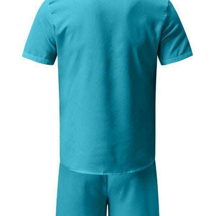 Men's Casual Summer Cotton Linen Suit Set with Lapel | Stylish Short Sleeve Shorts Outfit for Warm Weather Comfort - Très Elite