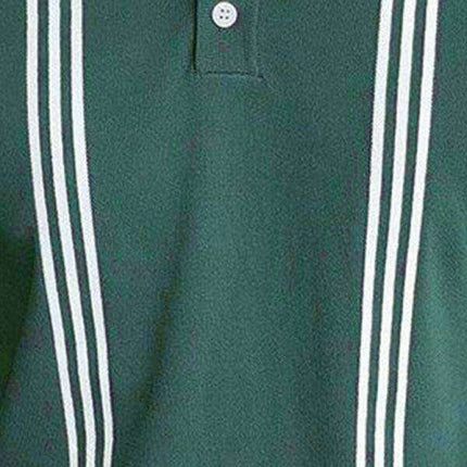 Men's Chic Green Striped Polo Shirt - A Timeless Fashion Staple - Très Elite