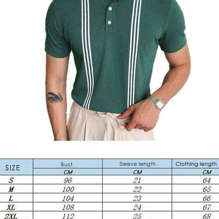 Men's Chic Green Striped Polo Shirt - A Timeless Fashion Staple - Très Elite