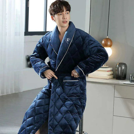 Men's Luxurious Quilted Cotton Kimono Robe - Ultimate Winter Comfort - Très Elite
