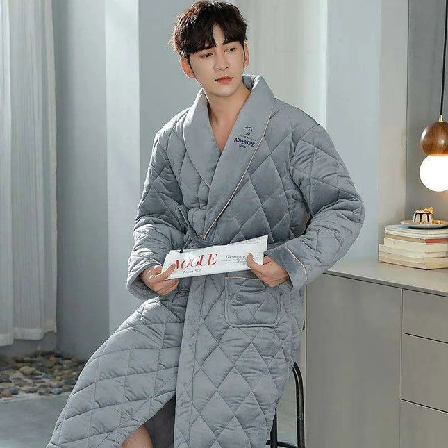 Men's Luxurious Quilted Cotton Kimono Robe - Ultimate Winter Comfort