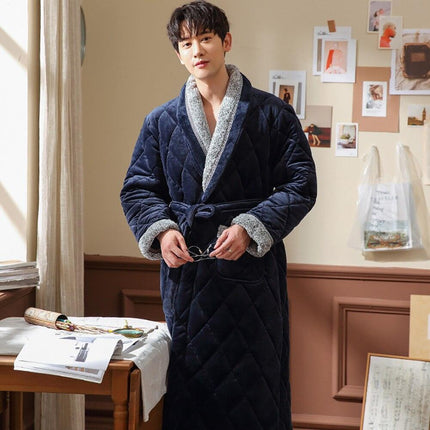 Men's Luxury Terry Plaid Winter Robe - Botanica Collection..