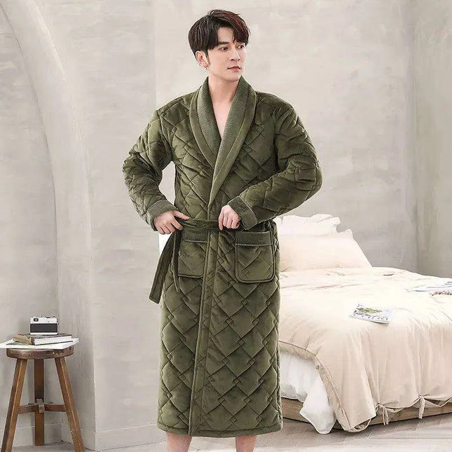 Men's Premium Quilted Flannel Kimono Robe - Ultimate Winter Comfort & Elegance