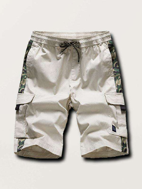 Men's Stylish Adjustable Waist Cargo Shorts with Urban Camo and Ample Pocket Space - Très Elite