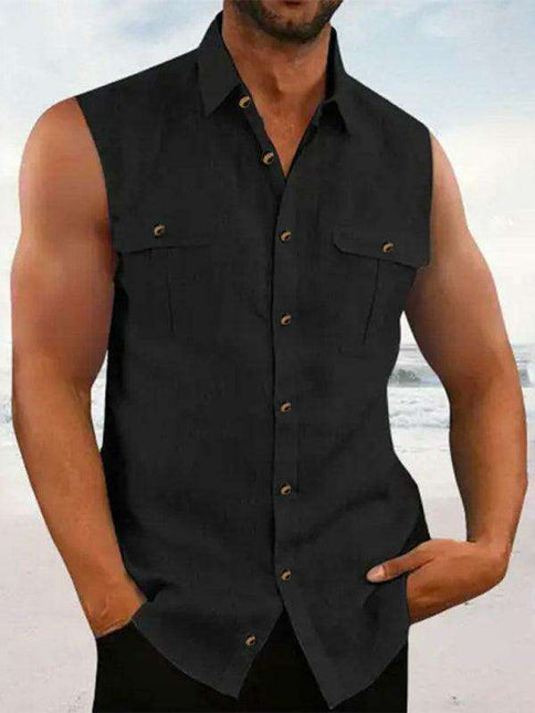 Men's Stylish Sleeveless Cotton Linen Top