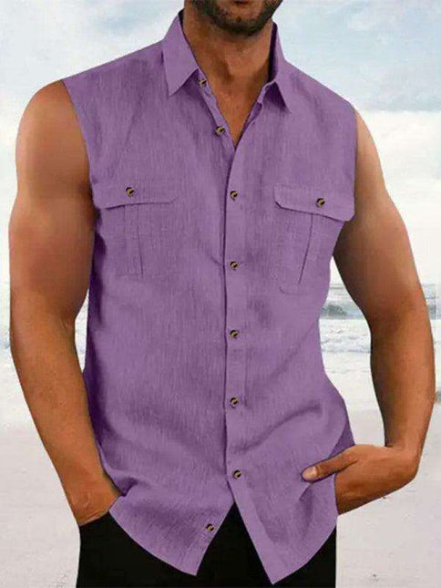 Men's Stylish Sleeveless Cotton Linen Top